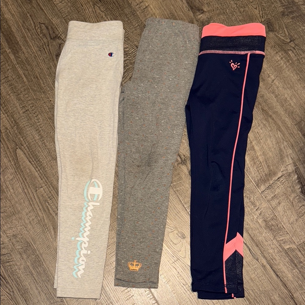 Champion and Crown Kids Leggings Set - Grey, Black, Pink